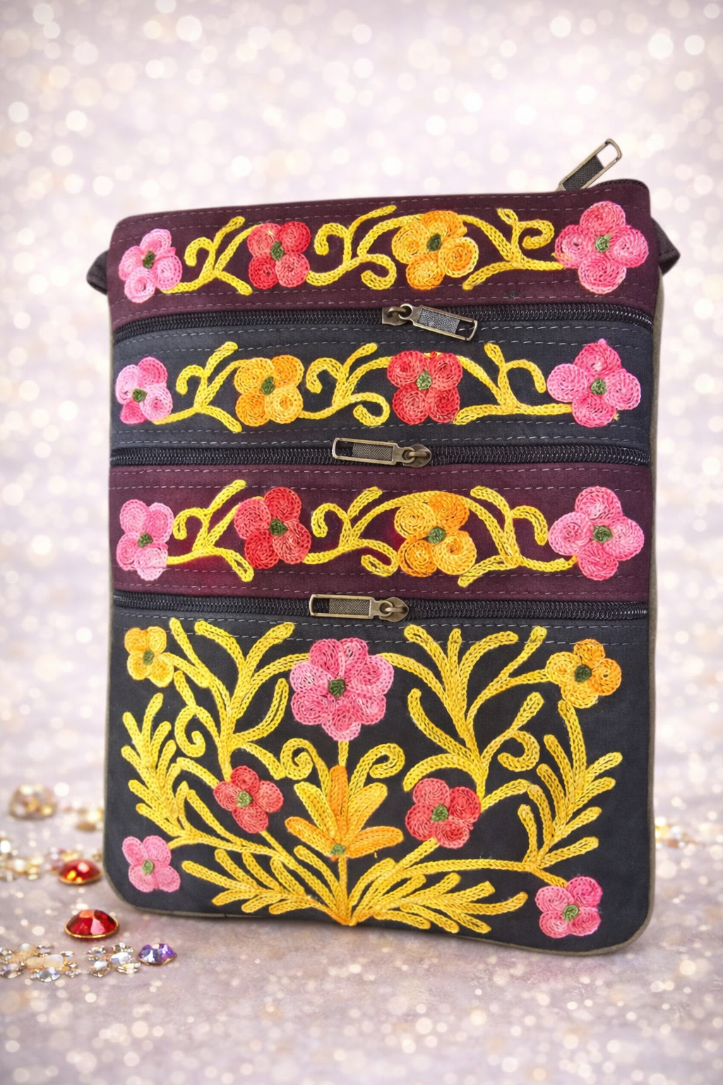 Hand Embroided Handbags for women , Crewel embroidery, Kashmiri Hand Embroidery ,Ethnic Old Vintage Style Hobo Boho Tote Thai Shoulder Shoppers Bag